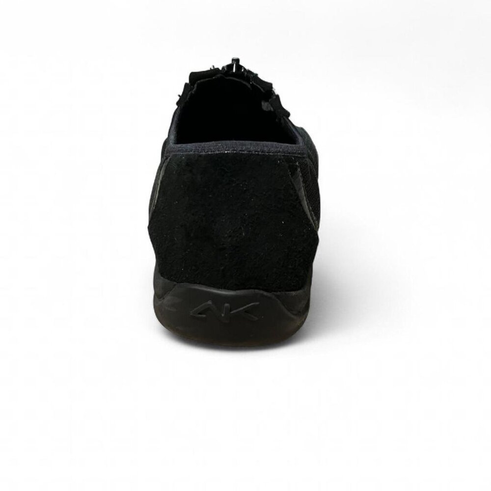 Genuine Suede Leather Anne Klein Black Zip Up Shoes - Picture 6 of 8